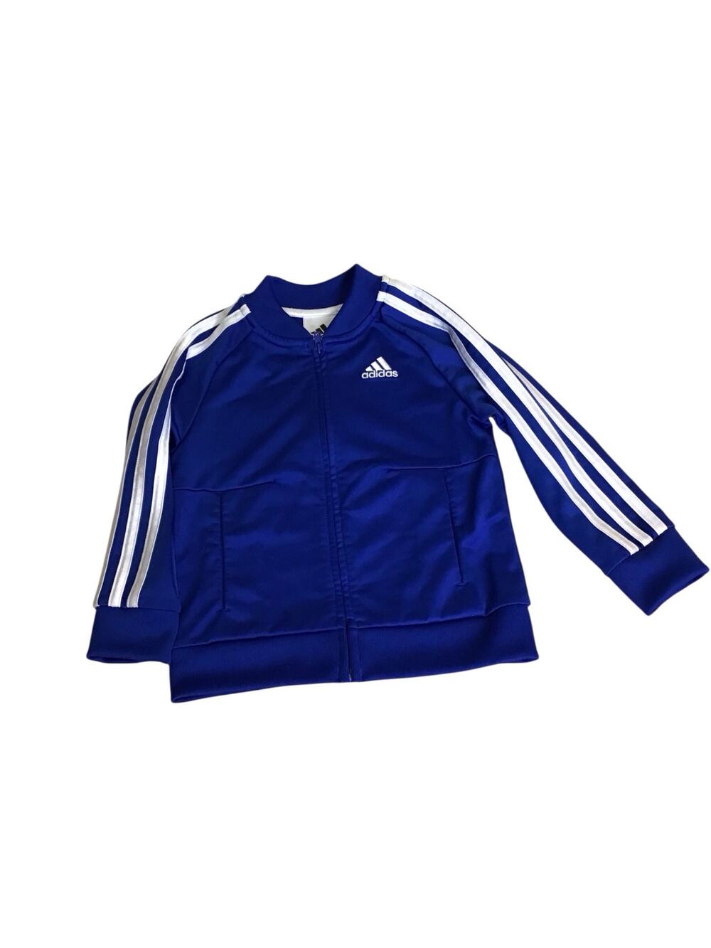 Adidas 3 Stripe Track Jacket Blue/White Toddler Size 4t Kids activewear Playwear